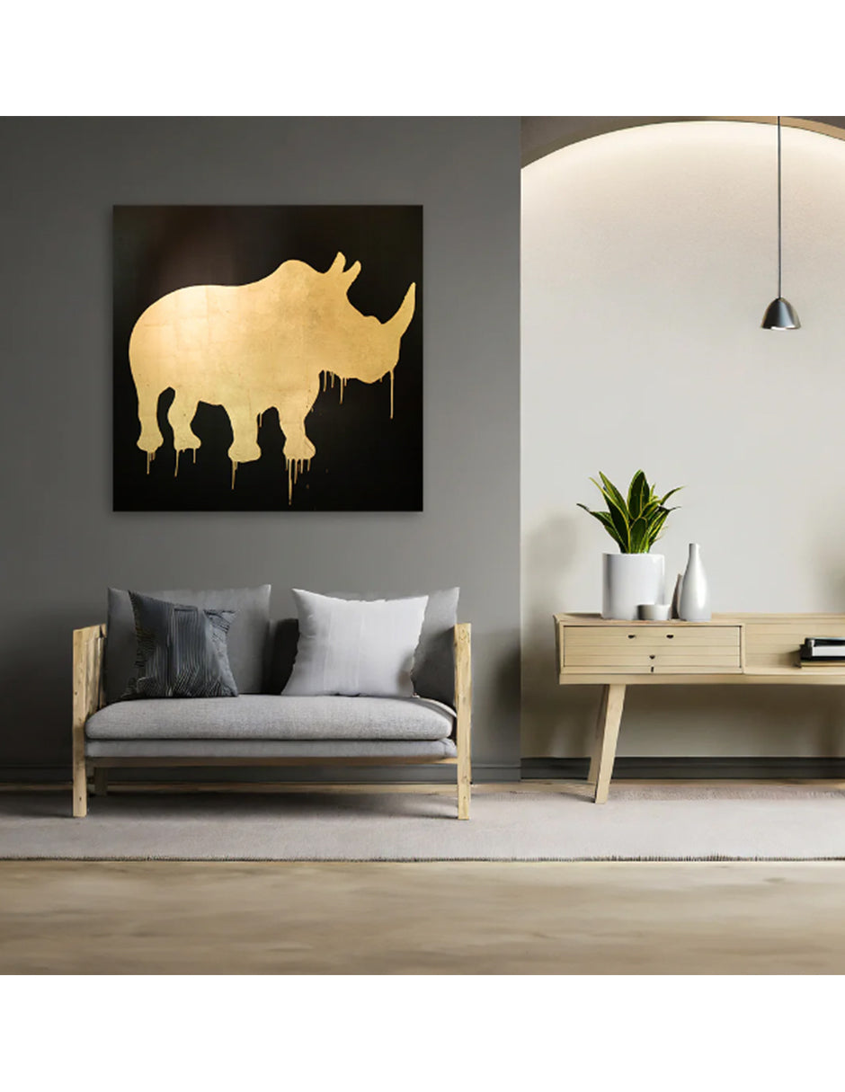 Cuadro Decorativo Rhino Dorado