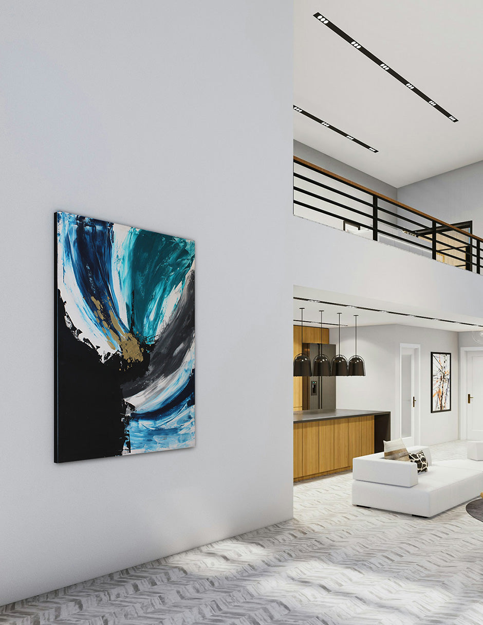 Cuadro Decorativo Black & Blue Abstracto
