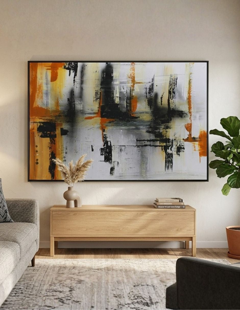 Cuadro decorativo Black & Orange Abstracto