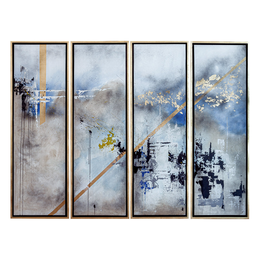 Set de 4 Abstracto Azul