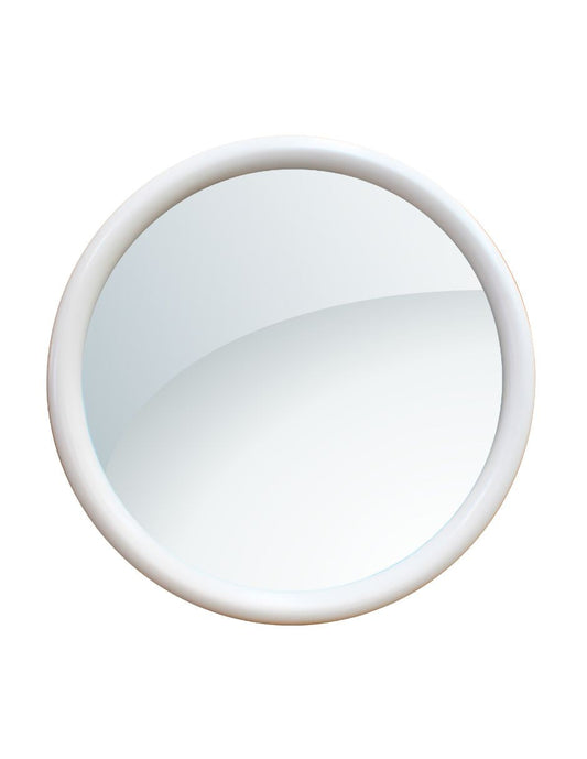 Espejo Decorativo Aura Blanca de Ecléctico, de forma redonda con marco blanco de contorno suave sobre fondo blanco.