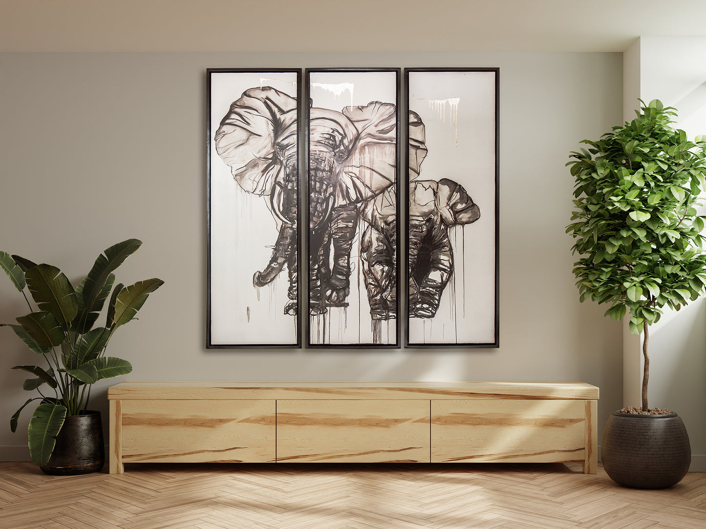 Set de 3 Elephant Black & White
