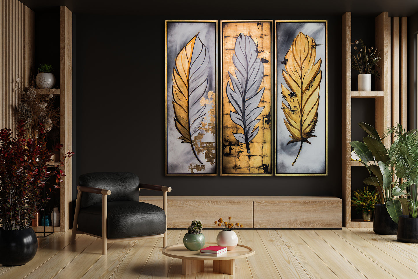 Set de 3 Gold Feathers