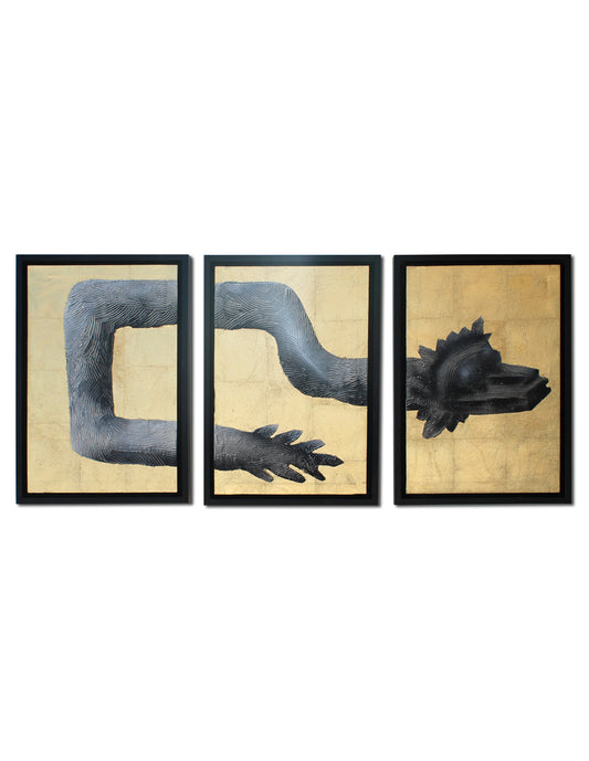Set De 3 Cuadros Decorativos Dragón